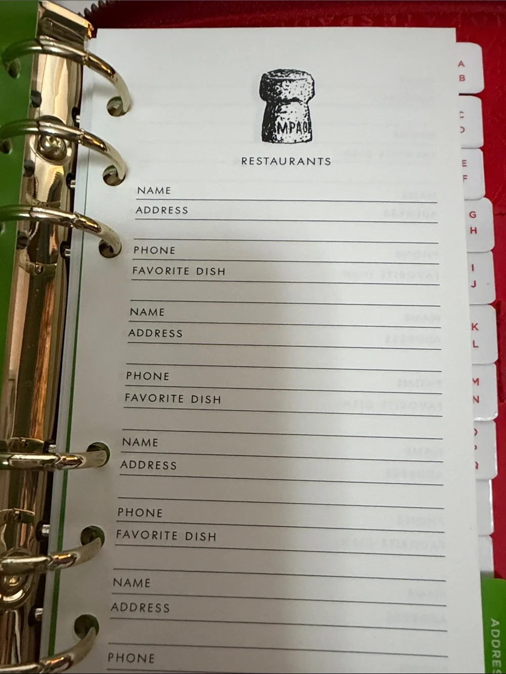 kate spade Red Pebbled Leather Zip Wesley planner Gold 6 ring agenda zippered